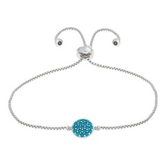 Elegant Confetti 18K White Gold Plated Turquoise Circle Bolo Bracelet