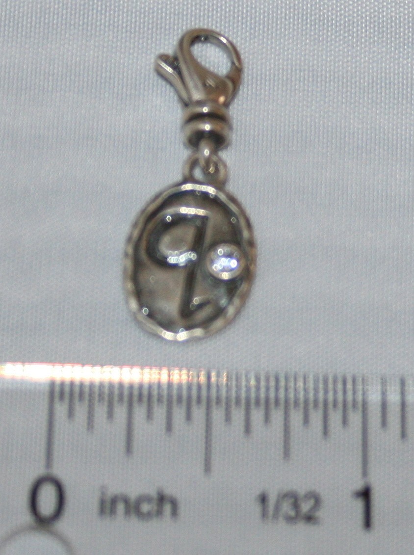 Silpada Sterling Silver Initial "Q" Cubic Zirconia Clip On Charm Pendant C2517 gallery