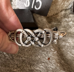 Double Infinity Knot Guitar String Bangle Bracelet w/gems and charms-