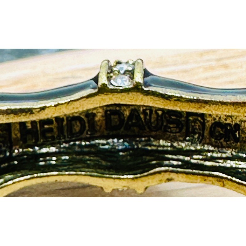 Heidi Daus Black Enamel Bamboo Bypass Hinge Bangle Bracelet Gold Tone Crystal gallery