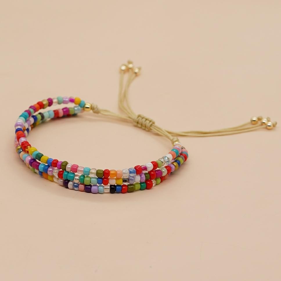 Handmade Adjustable Multi Color Seed Bead Bracelet Boho Festival Jewelry Women gallery