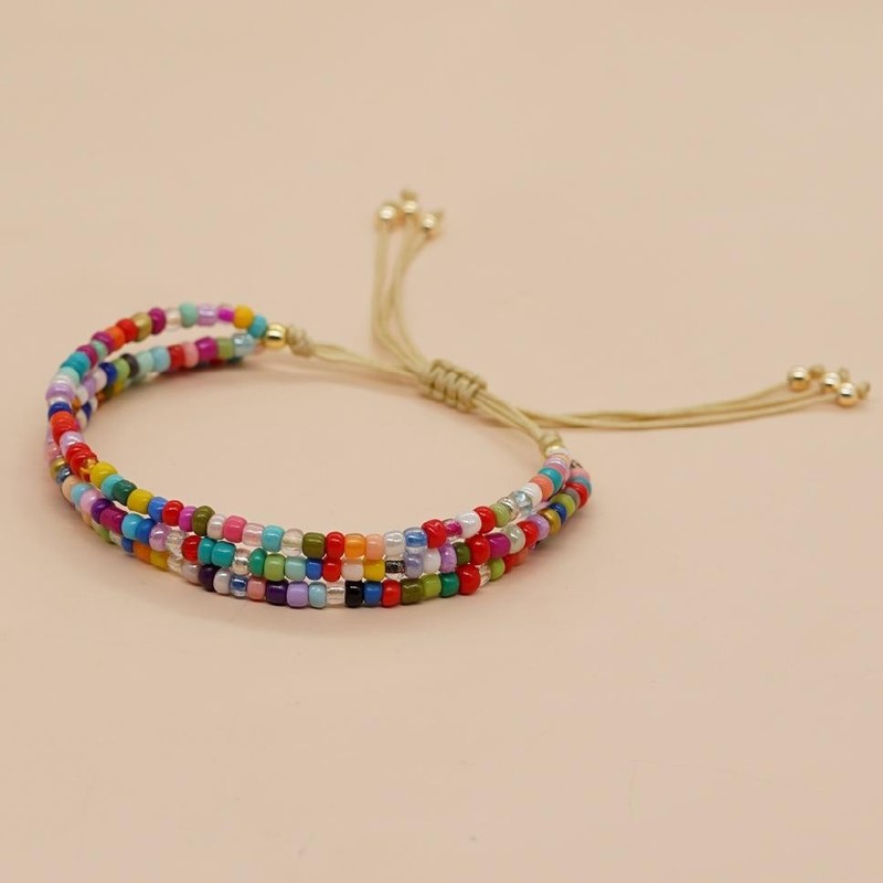 Handmade Adjustable Multi Color Seed Bead Bracelet Boho Festival Jewelry Women gallery