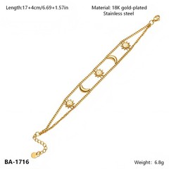 Stainless Steel Sun Moon Chain Bracelet Dainty Luxury Adjustable Women Gift