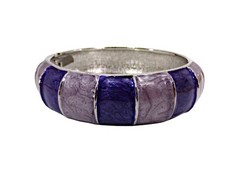 Purple bangle bracelet with light and dark purple color, silver trim .76″ wide