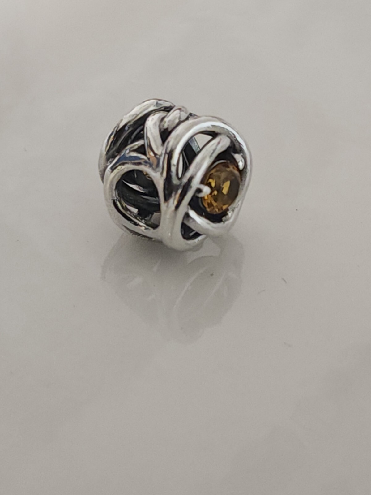 AUTHENTIC PANDORA NOVEMBER HONEY ETERNITY CIRCLE CHARM #790065C04 gallery