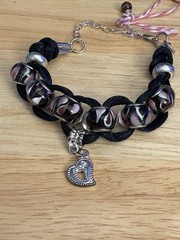 6-9” Adjustable Large Hole Beaded Bracelet, “hearts A Fire” By Tessa’s Treasures