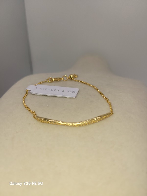 Designer Crystal Gold-tone Wave Bar Bracelet Adj. Stackable NWT 8" Signed *NEW* gallery