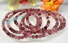 Wholesale 6 Pcs Natural Strawberry Quartz 4mm 7.5” Crystal Stretch Bracelet