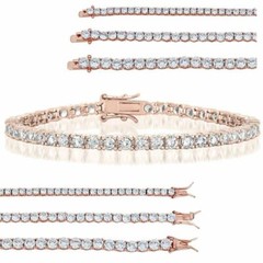 3-5mm Tennis Bracelet 14K Rose Gold Plated SOLID 925 Sterling Silver CZ Iced