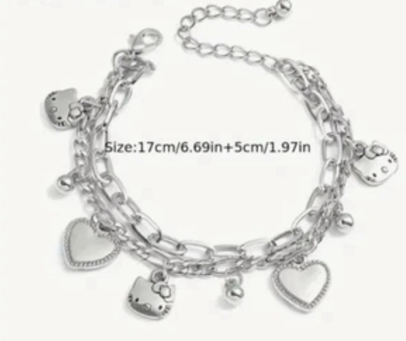 Sanrio Silver Hello Kitty Multiple Charm Adjustable Fashion Fun Trendy Bracelet gallery