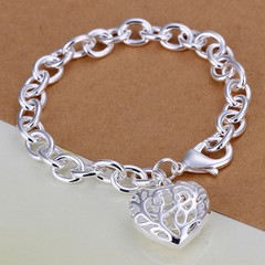Women’s 925 Sterling Silver Bracelet Heart Beads Size 8 Inches 3MM Lobster L39