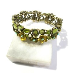 CONTEMPORARY FLORAL REPRODUCTION RHINESTONE BRACELET CLAMPER