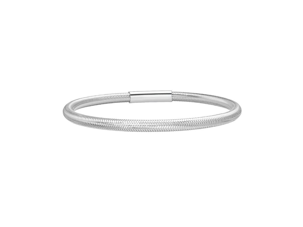 925 Sterling Silver Basketweave Stretch Bangle Rhodium Plated Woven Mesh gallery
