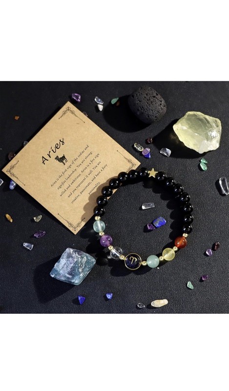Aries Zodiac Bracelet Crystal Beaded Stretch Horoscope Gift FREE Ship gallery
