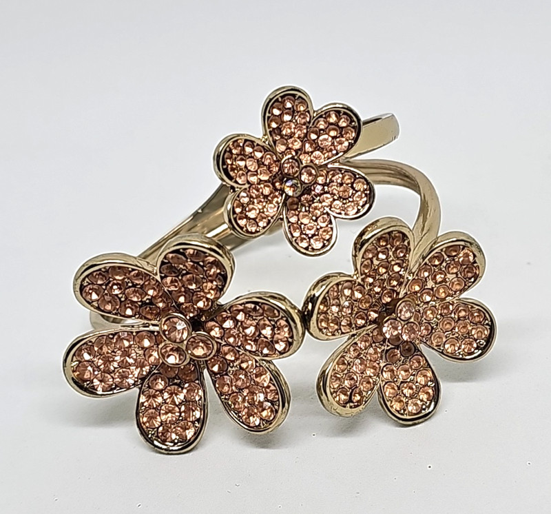 3D Flower Bracelet Sparkle Blingy Rhinestone Silver Tone gallery