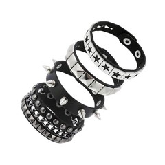 CZMZHFC 4pcs Studded Spiked Bracelets for Women and Men,Goth Alt Scene Access…
