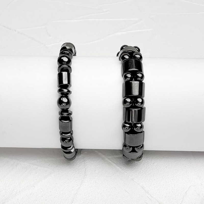 VIKI LYNN 2 Pcs Hematite Magnetic Bracelets for Women and Men Hematite Magnetic gallery
