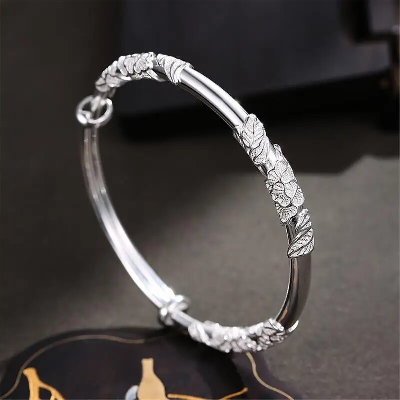 925 sterling silver blooming flowers bracelet Bangle for women fashion jewelry gallery