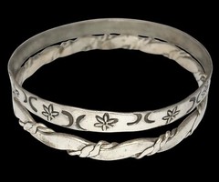 Vintage 8″ Alpaca Mexico Hand stamp twisted Bracelet Silver Stacking Lot of 2