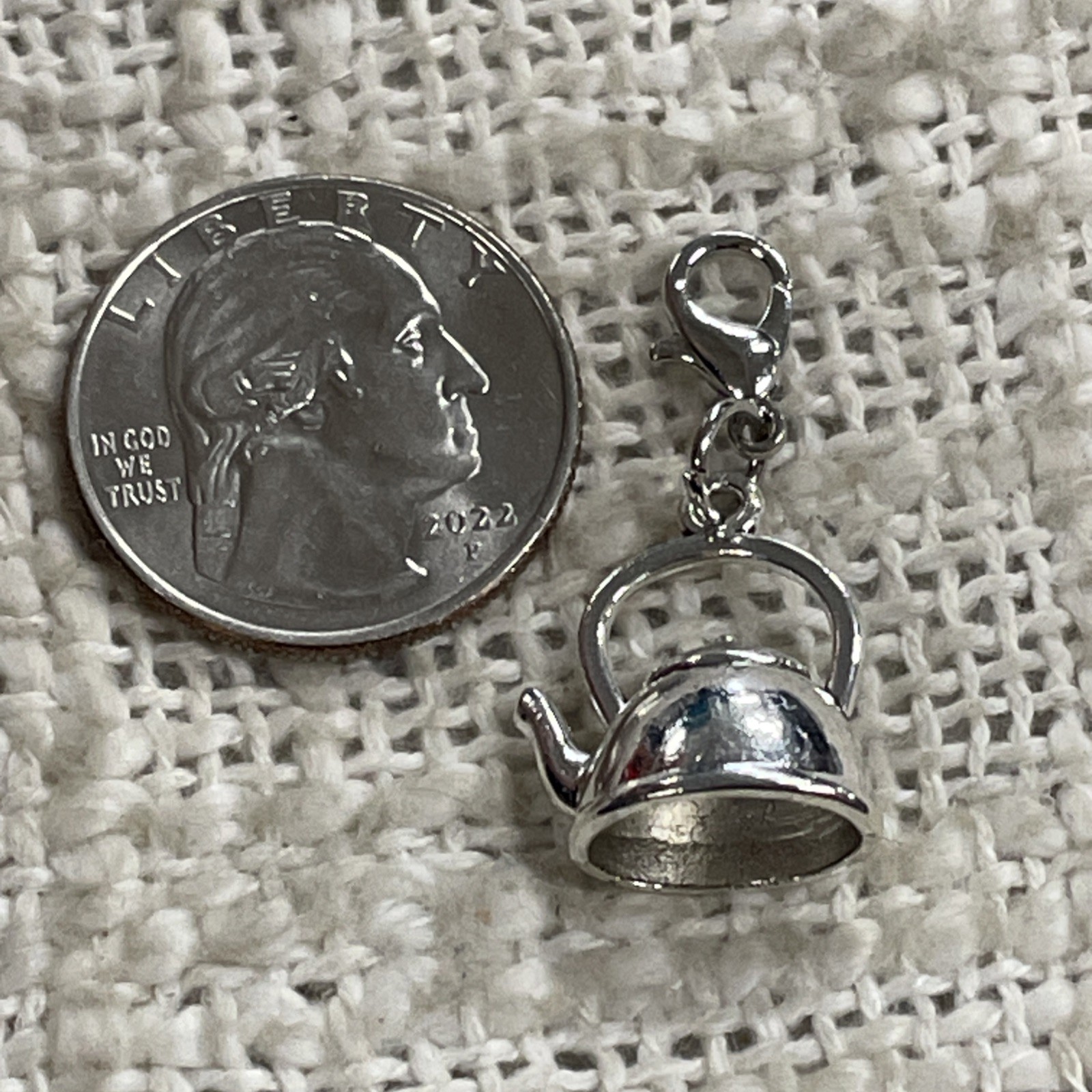 Silver Toned Small Teapot Lopster Clasp Clip On Charm gallery