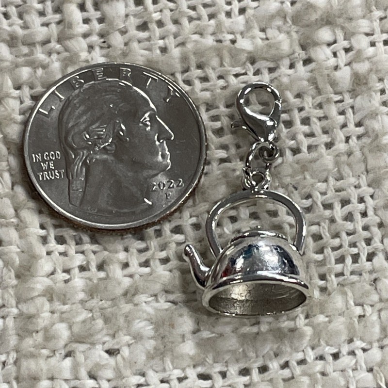 Silver Toned Small Teapot Lopster Clasp Clip On Charm gallery