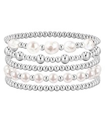 Silver Bracelets For Women Trendy Cute Pearl Beaded Gold Bracelet Stack Set E…