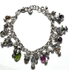 Brighton Crown Jewel, Perfume Bottle, Chalice Charm Bracelet ~7 1/4″ to 8 1/2″