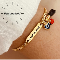Azabache Bracelet, Evil Eye Bracelet, Natural Jet Hand, Personalized Bracelet