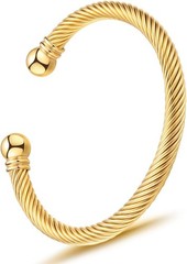 Stainless Steel Twisted Cable Wire Bracelets with Hook Clasp Stylish Roman Digit