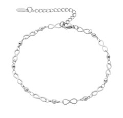Anklet Ankle Bracelet Infinity Links Beaded 304 Solid Stainless Steel Adjustable