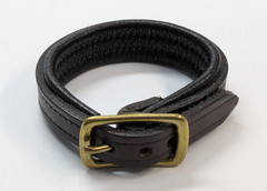 Dark Brown Real Leather Adjustable Brass Belt Buckle Bracelet 7.5-8.5″
