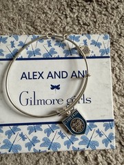 Alex and Ani Gilmore Girls Chilton Crest Dangle Charm Bangle Bracelet, Silver