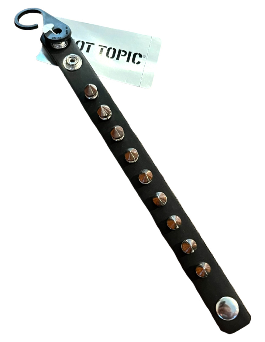 Hot Topic Spiked CUFF BRACELET 9 Spikes 9" Rock Gothic Punk Vintage - Size S/M gallery