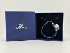 Swarovski Siam Capri Blue Bracelet Cotton Cord Adjustable Crystal Bead