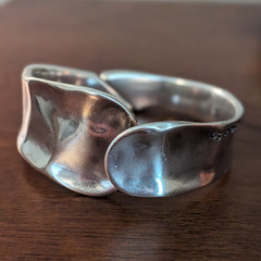 UNOde50 Minimalist Handmade Signed Wave Silver-Plated Slip-On Cuff Bangle
