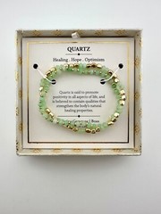 SHIVAM Quartz Beaded Stretch Bracelets (2) ~ Healing, Hope, Optimism – NIB