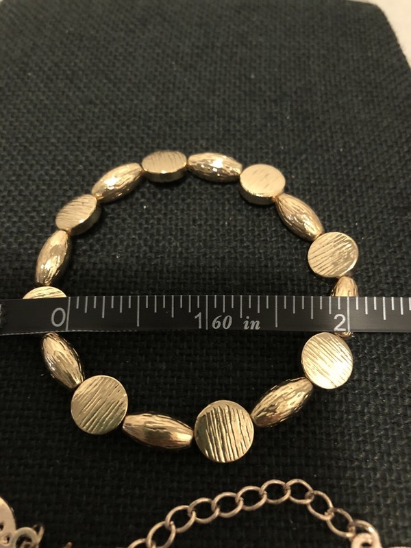 Lot of 3 Gold tone￼ bangle stretch cuff bracelet gallery