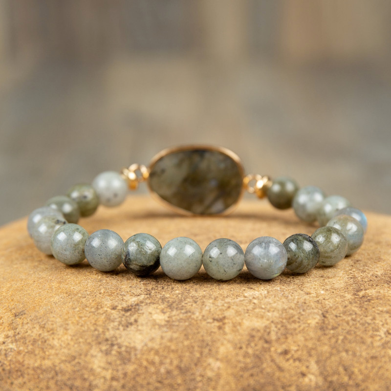 Natural Labradorite Stone Beaded 8mm Gemstone Crystal Healing Stretch Bracelet gallery