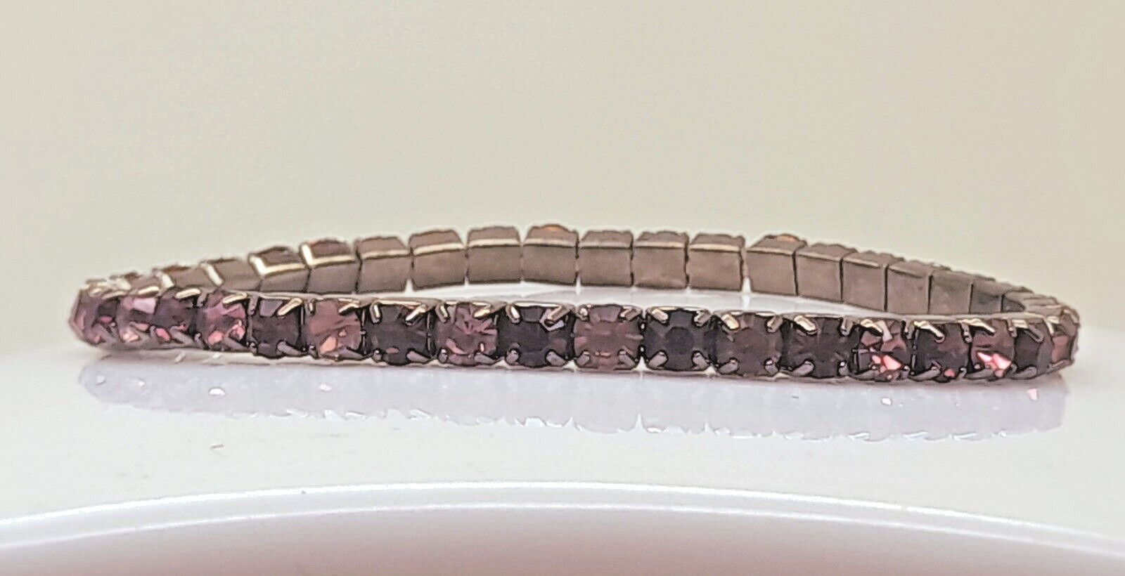 1 line lt purple & purple rhinestone black nickel fashion stretch bracelet gallery