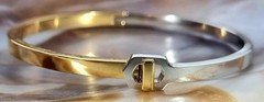 MVMT Hex Hook Bangle Bracelet Silver Gold Tone 6cm x 2.2cm Modern Design