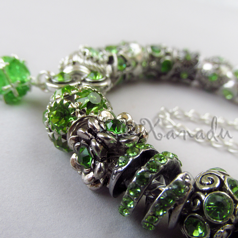 Genuine Sterling Pandora Bracelet w/ European Peridot Green August Birthstones gallery