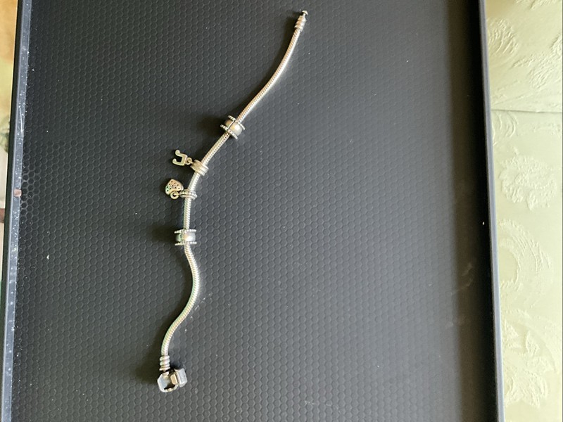 Pandora Moments 925 Sterling Silver Bracelet w/ 2 Charms Heart and Hebrew Chai gallery
