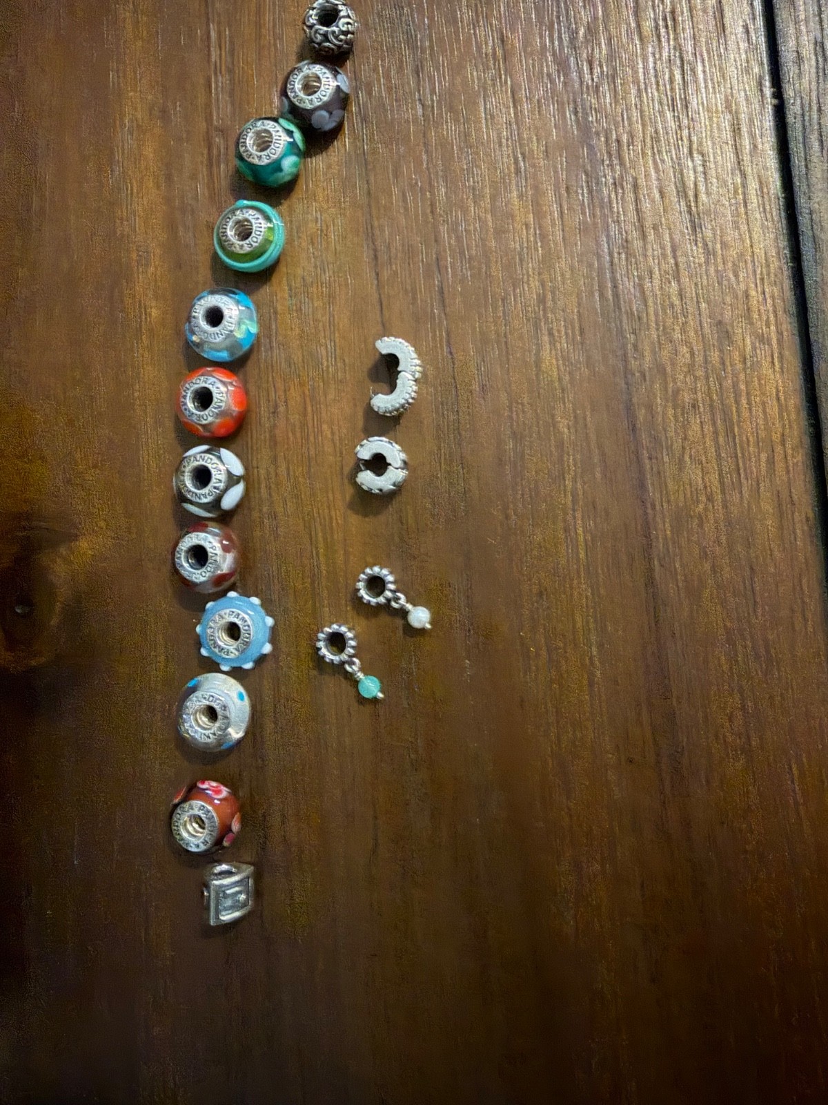 Ten Authentic Pandora Captivating Murano Glass Bead and Six spacer Charm Set gallery