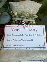 Ryze Staxx Venom Theory Wrap Bracelet Jade Tiger Eye Prehnite Snake Charm