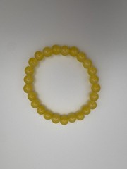 8mm Natural Yellow Glass Beaded Stretch Bracelet Size 7in Handmade