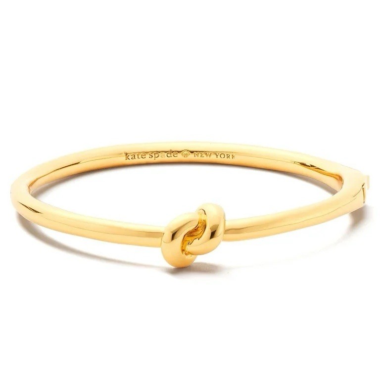 NWT KATE SPADE Sailor's Knot Logo Gold Hinged Bangle Bracelet gallery