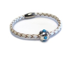 Women’s Sterling Silver Plated Pow Wow Turquoise Leather Bracelet White