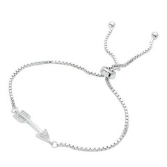 ARROW LOGO LARIAT BRACELET W/ LAB CREATED DIAMONDS / 925 STERLING SILVER