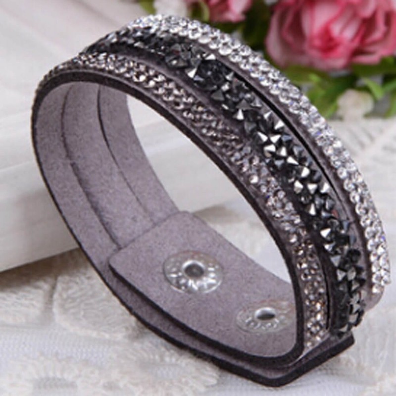 Multilayer Leather Wrap Wristband Cuff Crystal Rhinestone Bracelet Bangle gallery
