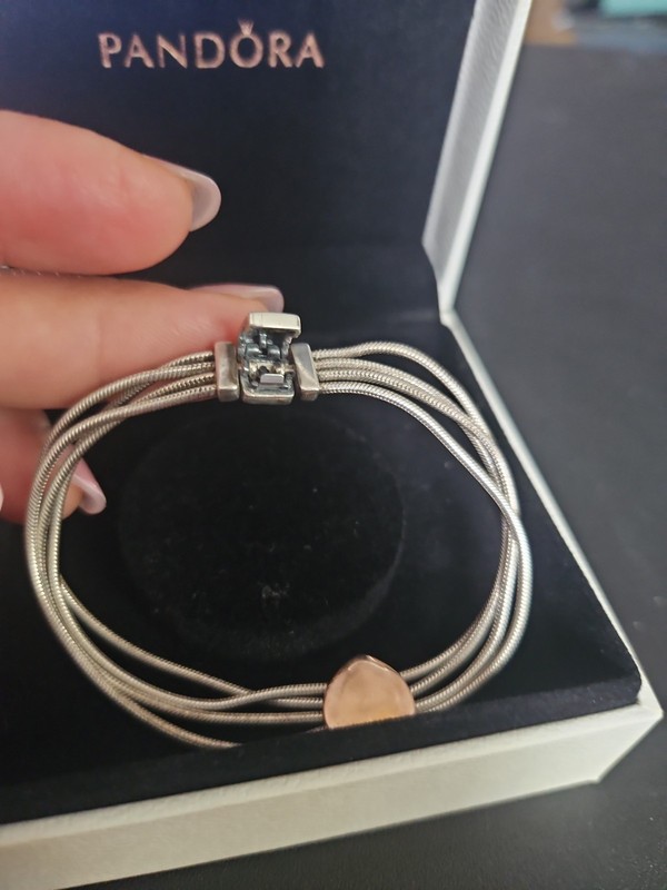 PANDORA Reflexions BRACELET & Pavé Rose charm gift 17cm gallery